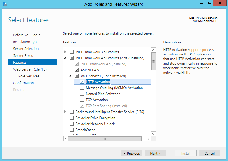 Win2008 - PreReq - HTTP Activation