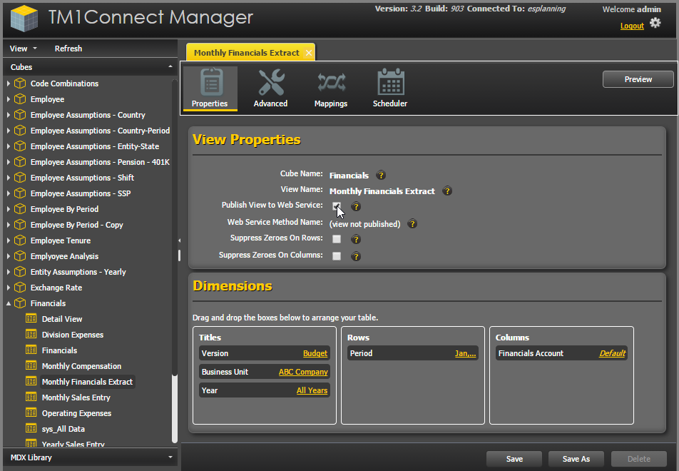 TM1Connect - OnDemand - Publish View